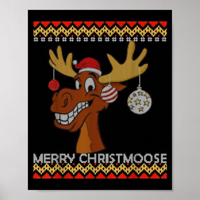 Ugly Christmas Sweater I Merry Christmoose Funny M Poster (Framsidan)