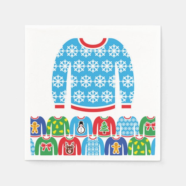Ugly Christmas Sweater Party Holiday Snowflakes Na Pappersservett (Framsidan)