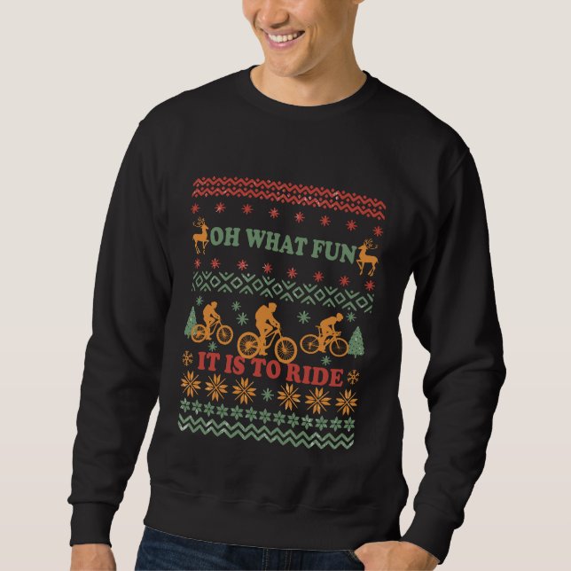 Ugly christmas sweater som cyklar lång ärmad tröja (Framsida)