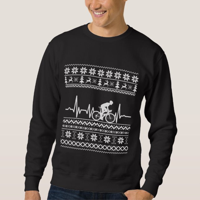 Ugly christmas sweater som cyklar lång ärmad tröja (Framsida)