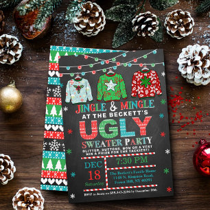Ugly Christmas Sweater Tavla Julfest Inbjudningar