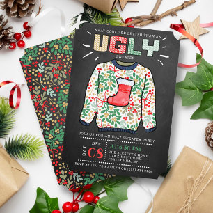 Ugly Christmas Sweater Tavla Julfest Inbjudningar