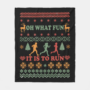 Ugly christmas sweater vintage som kör springa fleecefilt