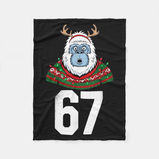 Ugly Christmas Sweater Yeti Gorilla Reindeer 67  Fleecefilt (Framsidan)