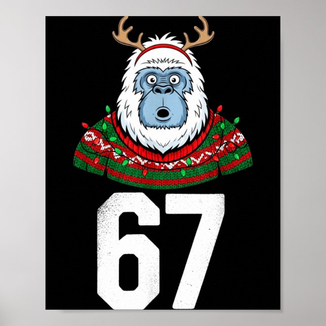 Ugly Christmas Sweater Yeti Gorilla Reindeer 67  Poster (Framsidan)