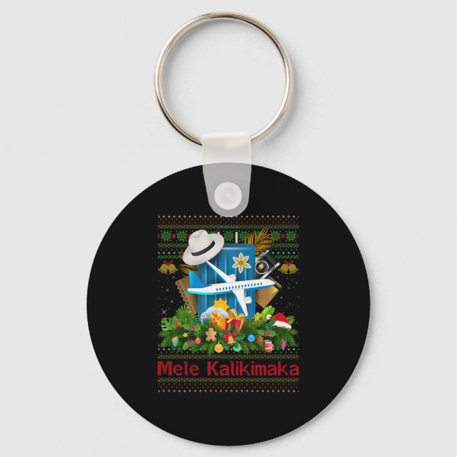 Ugly Christmas Sweaters Hawaiian Vacation Mele Kal Nyckelring (Framsida)