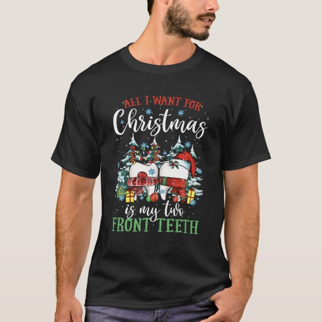 Ugly Christmas Teeth Tooth Dentist Dental Hygienis T Shirt (Framsida)