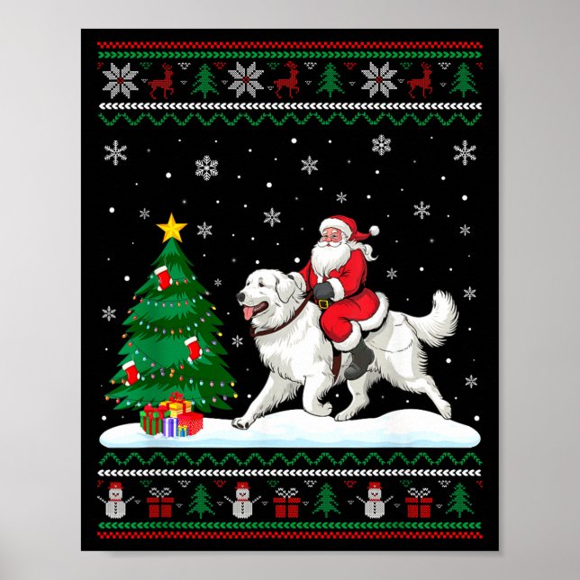 Ugly Christmas Tree Lights Santa Riding Great Pyre Poster (Framsidan)
