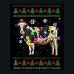 Ugly Cow Christmas Sweater Santa Hat And Light Up  Poster<br><div class="desc">Ugly Cow Christmas Sweater Santa Hat And Light Up Xmas</div>