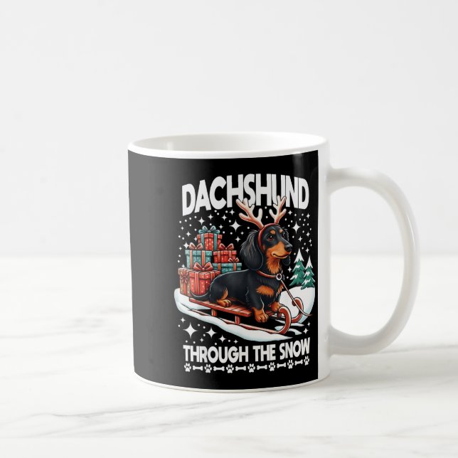 Ugly Dachshund Christmasthrough The Snow Gift Chri Kaffemugg (Höger)