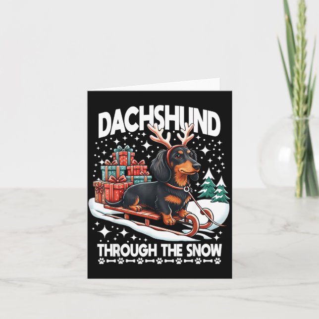 Ugly Dachshund Christmasthrough The Snow Gift Chri Kort (Framsida)