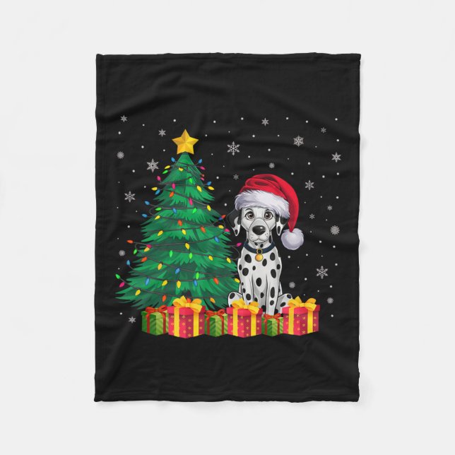 Ugly Dalmatian Santa Hat jul Ljus Hund Kärlek Fleecefilt (Framsidan)