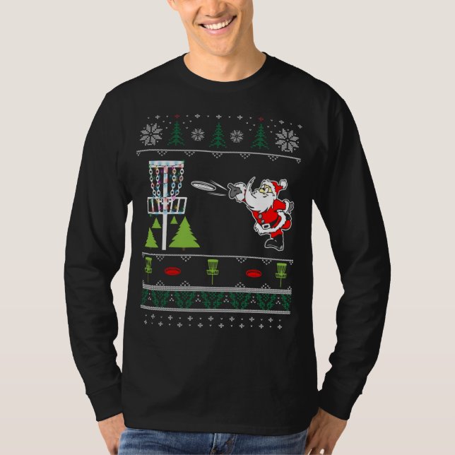 Ugly Disk Golf Santa Sweater Funny Julafton T Shirt (Framsida)