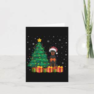 Ugly Doberman Pinscher Santa Hat jul Ljus Kort