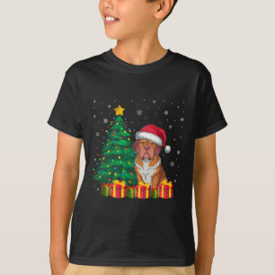 Ugly Dogue De Bordeaux Santa Hat jul Ljus T Shirt