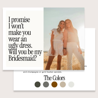 Ugly Dress Retro Photo Be My Bridesmaid Vykort