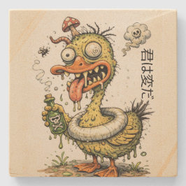 Ugly drunk duck monster Funny cartoon artwork Stenunderlägg