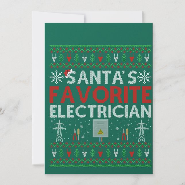 Ugly Electrician Xmas Gift Santa Loves Electrician Inbjudningar (Framsida)