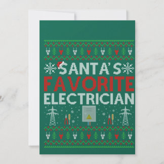 Ugly Electrician Xmas Gift Santa Loves Electrician Inbjudningar