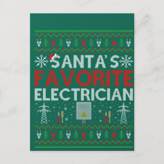 Ugly Electrician Xmas Gift Santa Loves Electrician Vykort