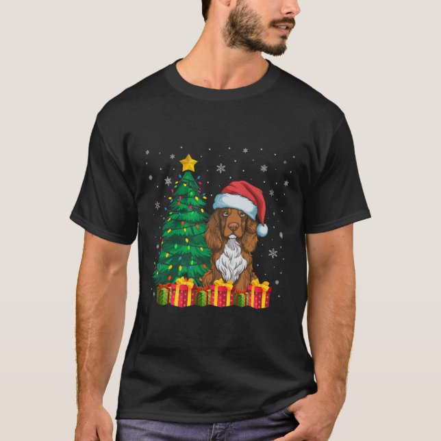 Ugly Fält Spanel Santa Hat jul Ljus Hund T Shirt (Framsida)