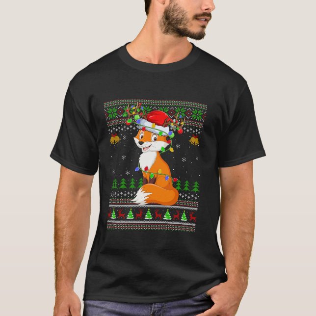 Ugly Fox Julafton Lighting Santa Fox God Sl T Shirt (Framsida)