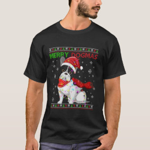 Ugly Funny Merry Dogmas French Bull Dog Santa Hat T Shirt
