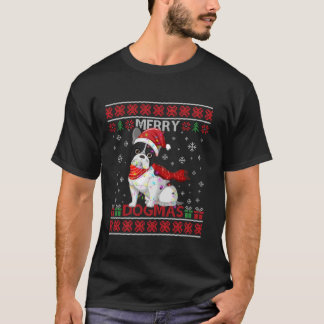 Ugly Funny Merry Dogmas French Bull Dog Santa Hat T Shirt