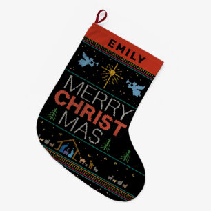 Ugly God jul Sweater Jesus Gud Christian Stor Julstrumpa