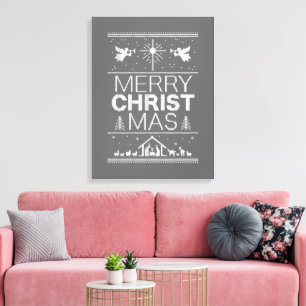 Ugly God jul Sweater Religiösa Christian Canvastryck