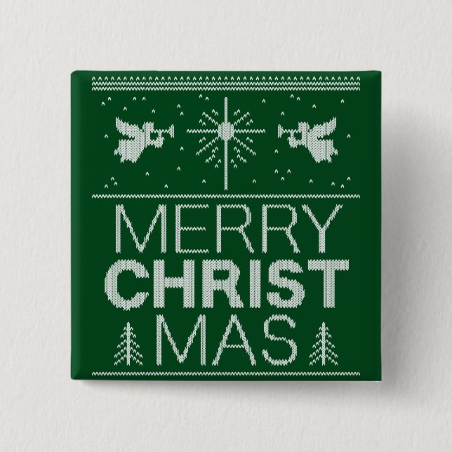 Ugly God jul Sweater Religiösa Grönt Knapp (Framsida)