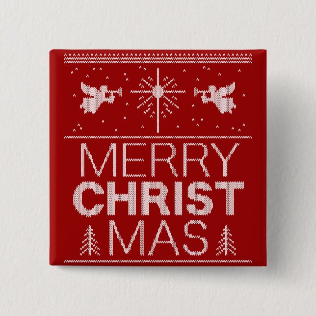 Ugly God jul Sweater Religiösa Red White Knapp (Framsida)