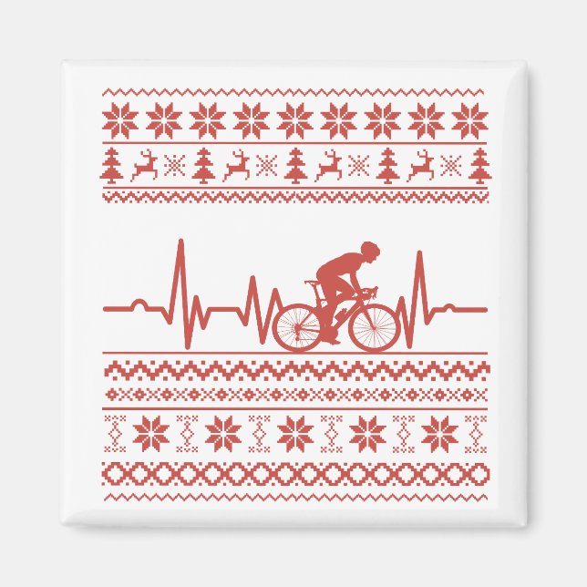 Ugly God jul sweater som cyklar Magnet (Framsidan)