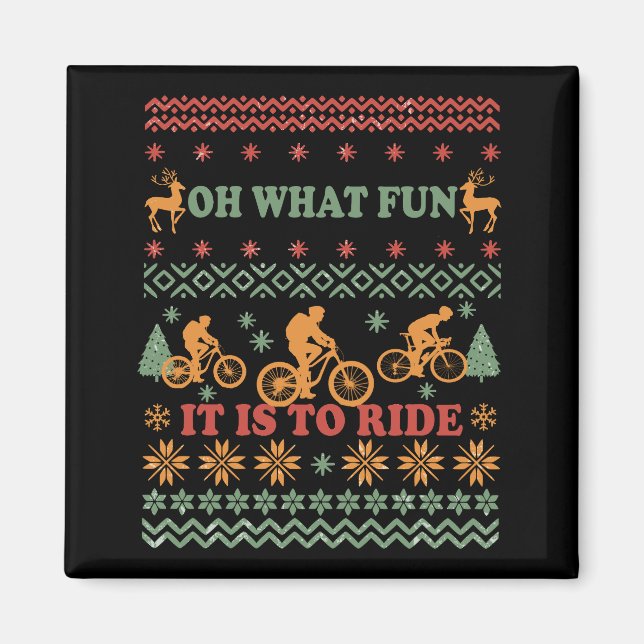 Ugly God jul sweater som cyklar Magnet (Framsidan)