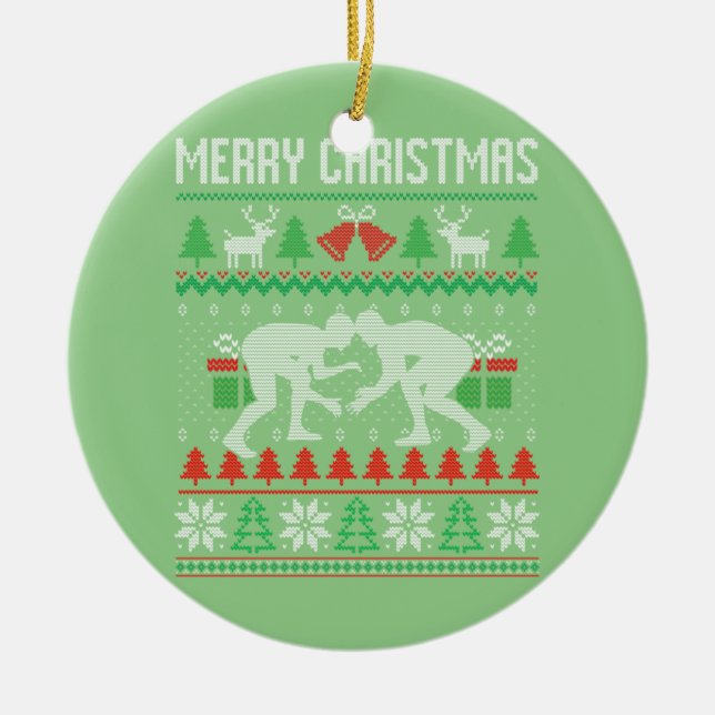 Ugly God jul Wrestling Wrestler Santa Julafton Julgransprydnad Keramik (Framsidan)