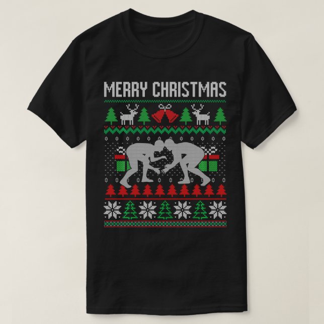 Ugly God jul Wrestling Wrestler Santa Julafton T Shirt (Design framsida)