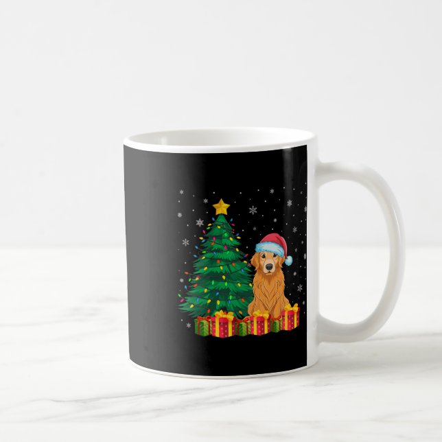 Ugly Golden Retriever Santa Hat jul Ljus D Kaffemugg (Höger)