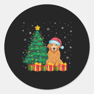 Ugly Golden Retriever Santa Hat jul Ljus D Runt Klistermärke