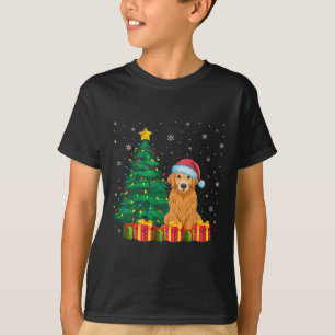 Ugly Golden Retriever Santa Hat jul Ljus D T Shirt