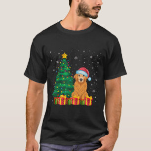 Ugly Golden Retriever Santa Hat jul Ljus D T Shirt