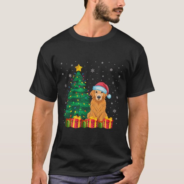 Ugly Golden Retriever Santa Hat jul Ljus D T Shirt (Framsida)