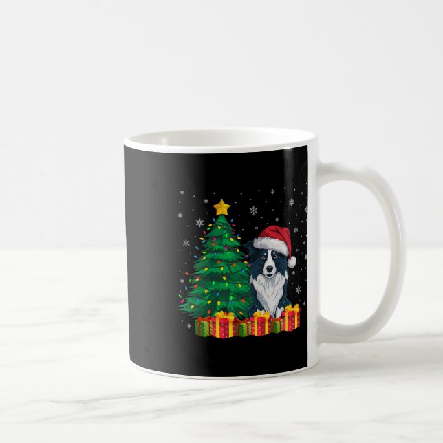 Ugly Gräns Collie Santa Hat jul Ljus Hund Kaffemugg (Höger)