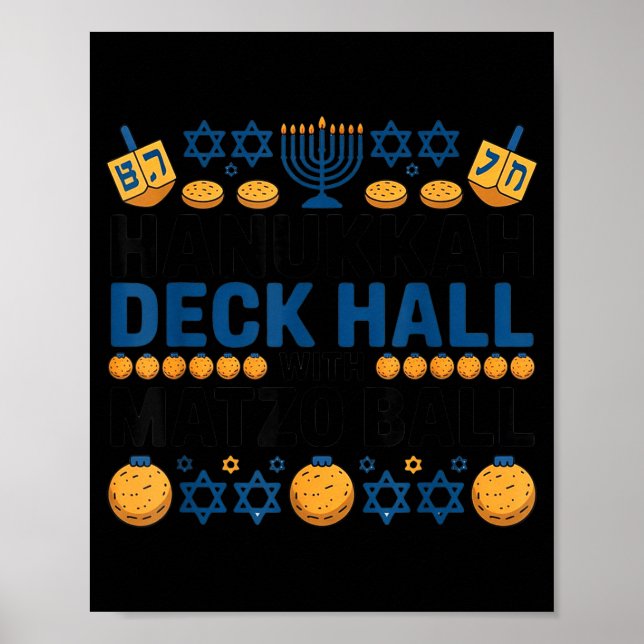Ugly Hanukkah Deck Hall With Matzo Ball Chanukah  Poster (Framsidan)