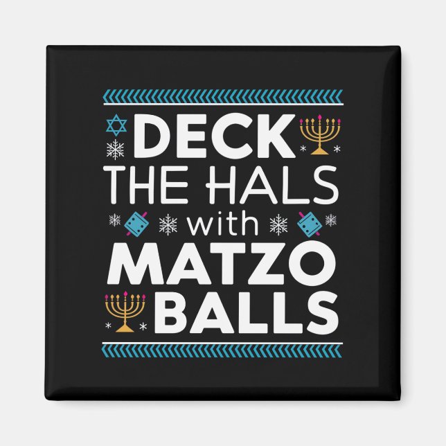 Ugly Hanukkah Deck Hall with Matzo Boll Chanukah Magnet (Framsidan)