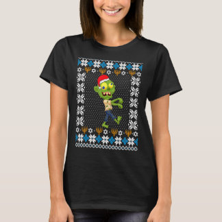 UGLY Hanukkah jul Pajama Zombie Santa Hat T Shirt
