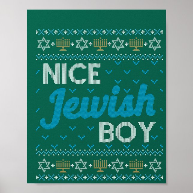 Ugly Hanukkah Nice Jewish Boy Matching Poster (Framsidan)