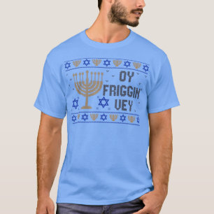 Ugly Hanukkah Pajama Menorah Oy Vey Yiddisk Jewish T Shirt