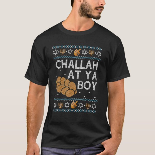 Ugly Hanukkah Sweater Challah på Ya Boy Matching 1 T Shirt (Framsida)