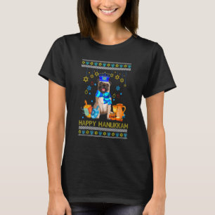 Ugly Hanukkah Sweater Jewish Pug Hund Menorah T Shirt