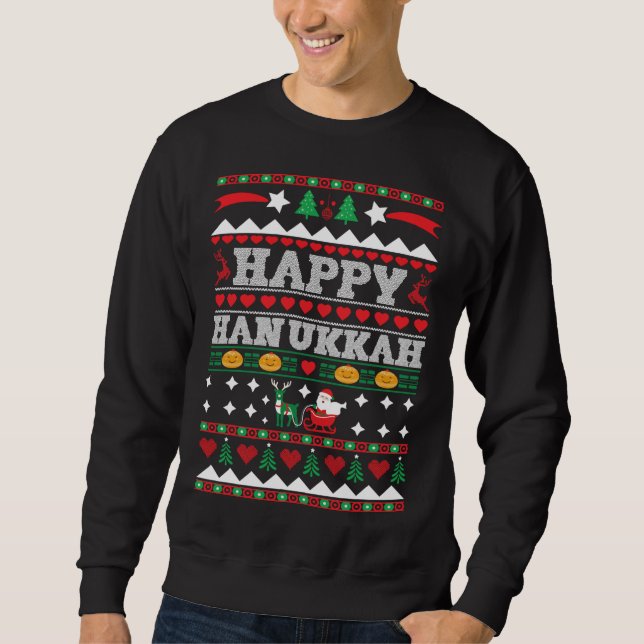 Ugly Hanukkah Sweater Lång Ärmad Tröja (Framsida)